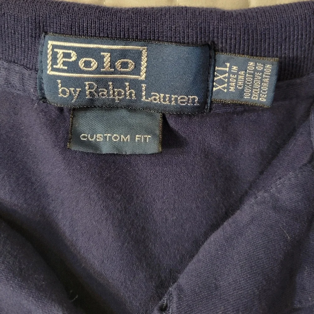 VTG Polo Ralph Lauren Men's XXL Navy Blue Polo Shirt Red Logo Classic Preppy 90s